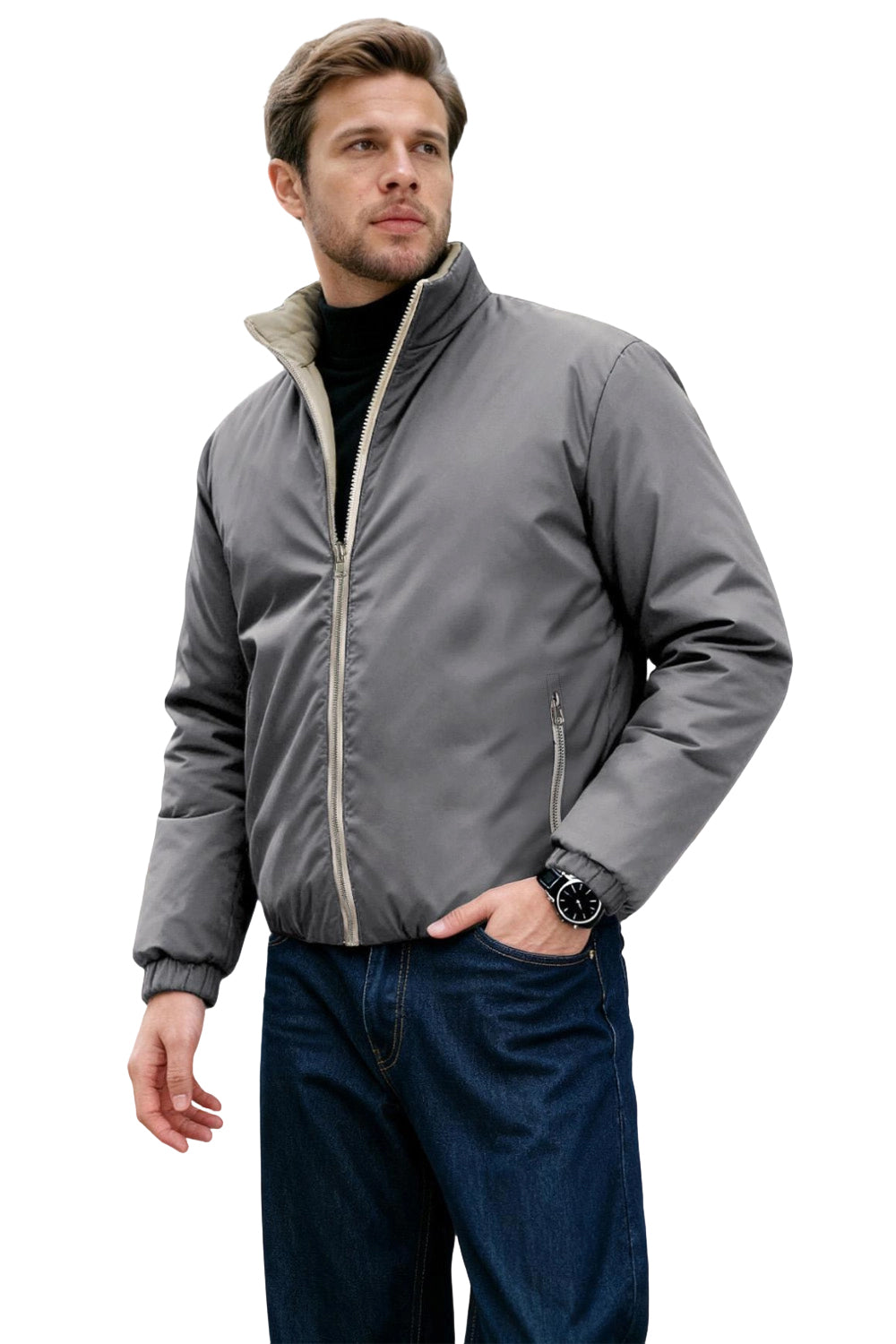 Men's Reversible Coat- Grey