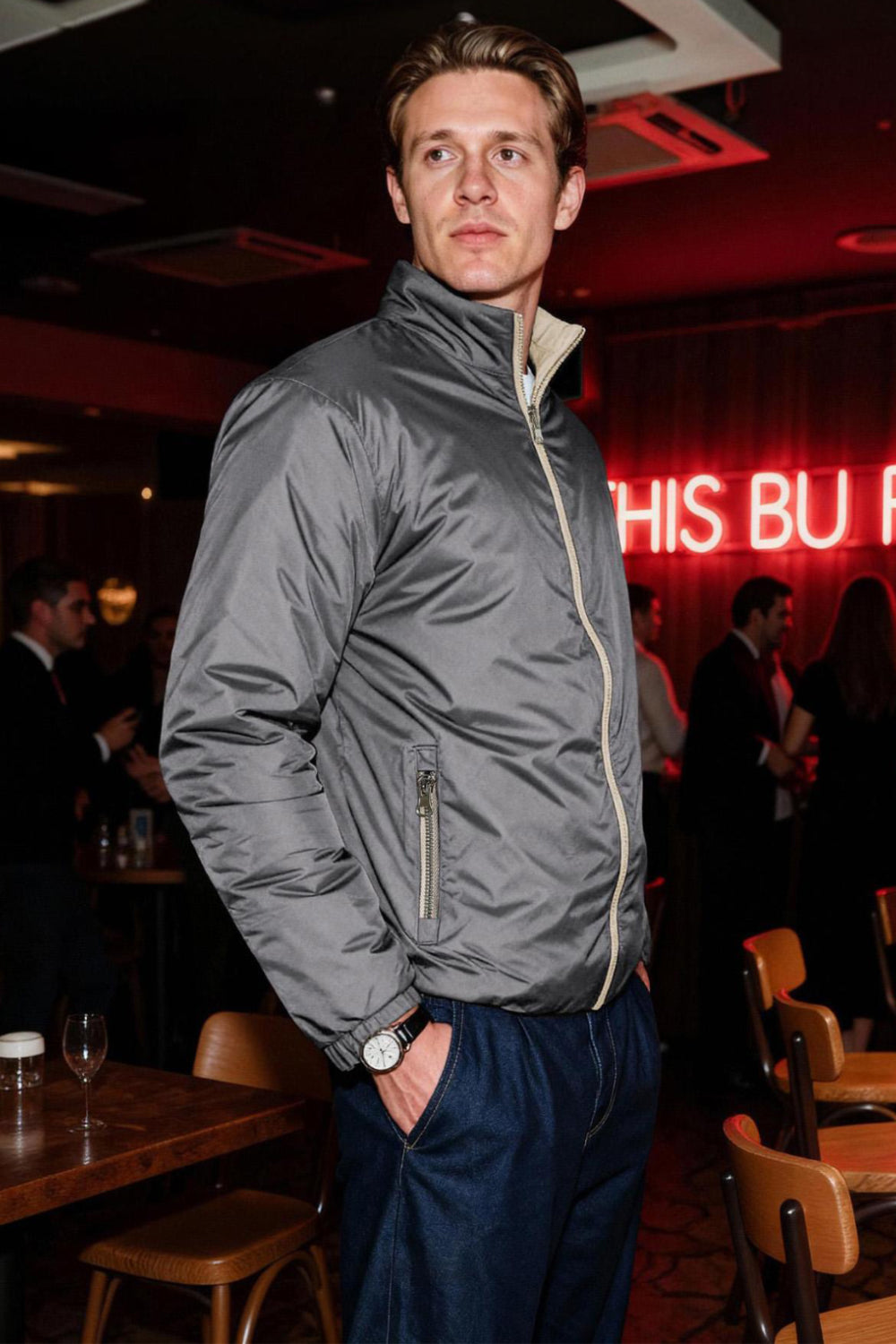 Men's Reversible Coat- Grey