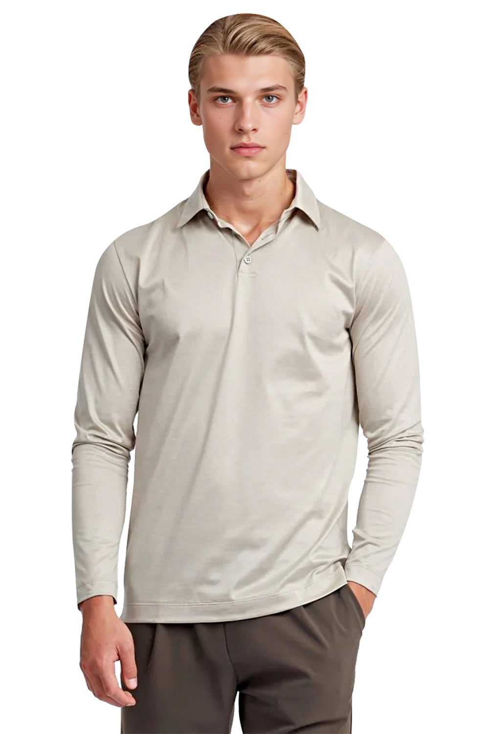 Men's Mercerized Cotton Polo Shirt - Sandstone Beige