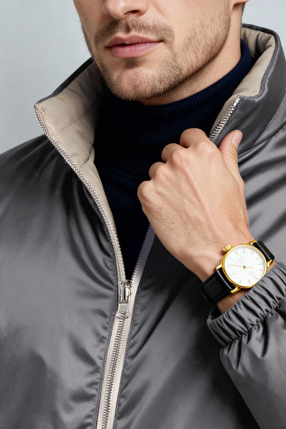 Men's Reversible Coat- Grey