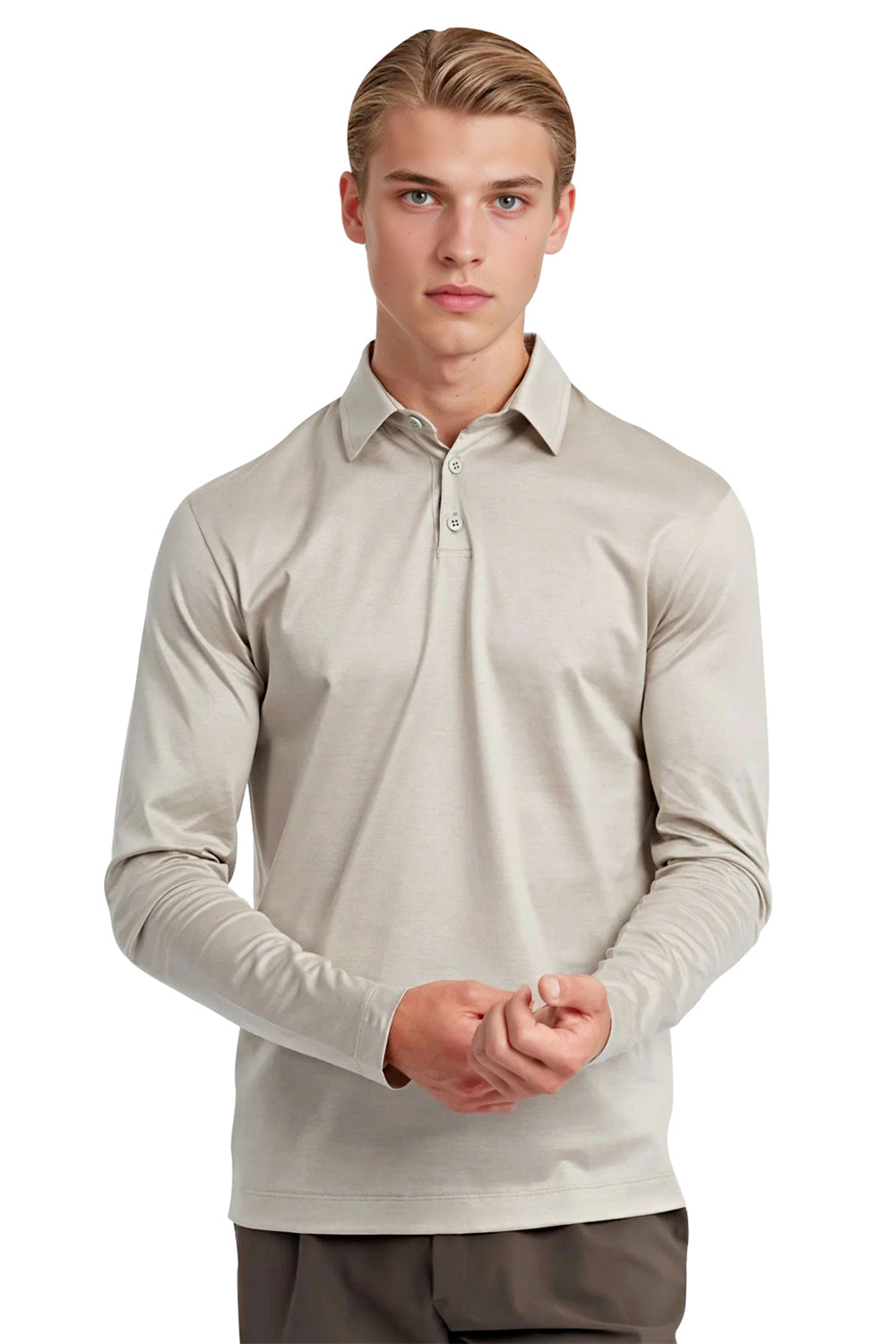 Men's Mercerized Cotton Polo Shirt - Sandstone Beige