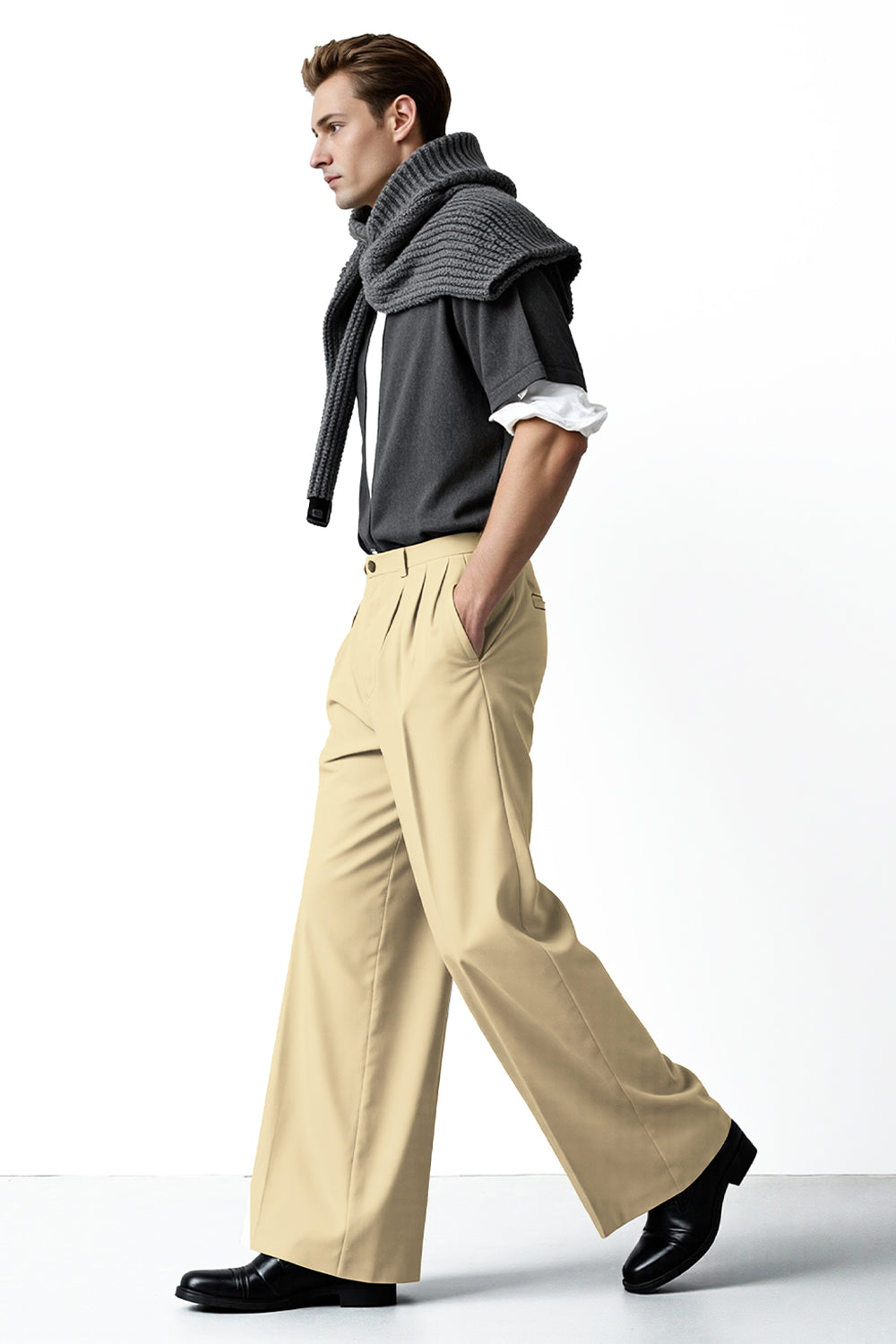Pantalón de corte relajado para hombre - Caqui