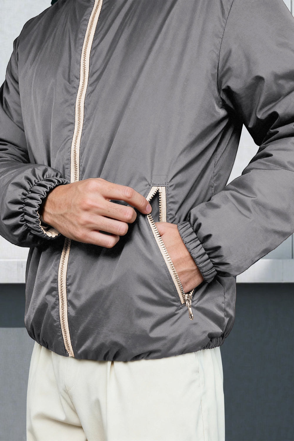 Men's Reversible Coat- Grey