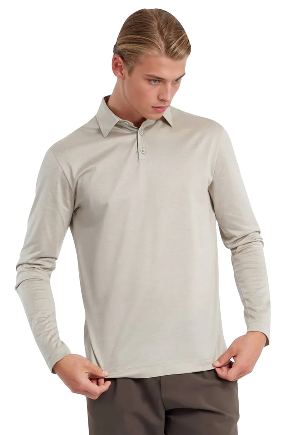 Men's Mercerized Cotton Polo Shirt - Sandstone Beige