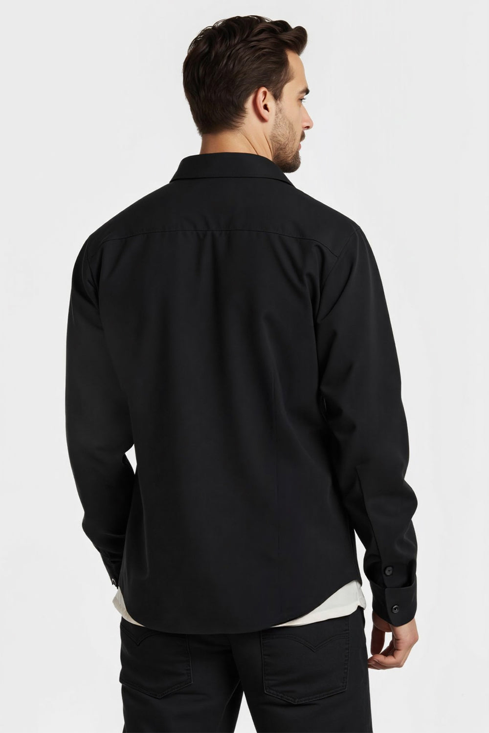 Gingtto Men's Slim Fit Casual Shirt – Black Button-Up