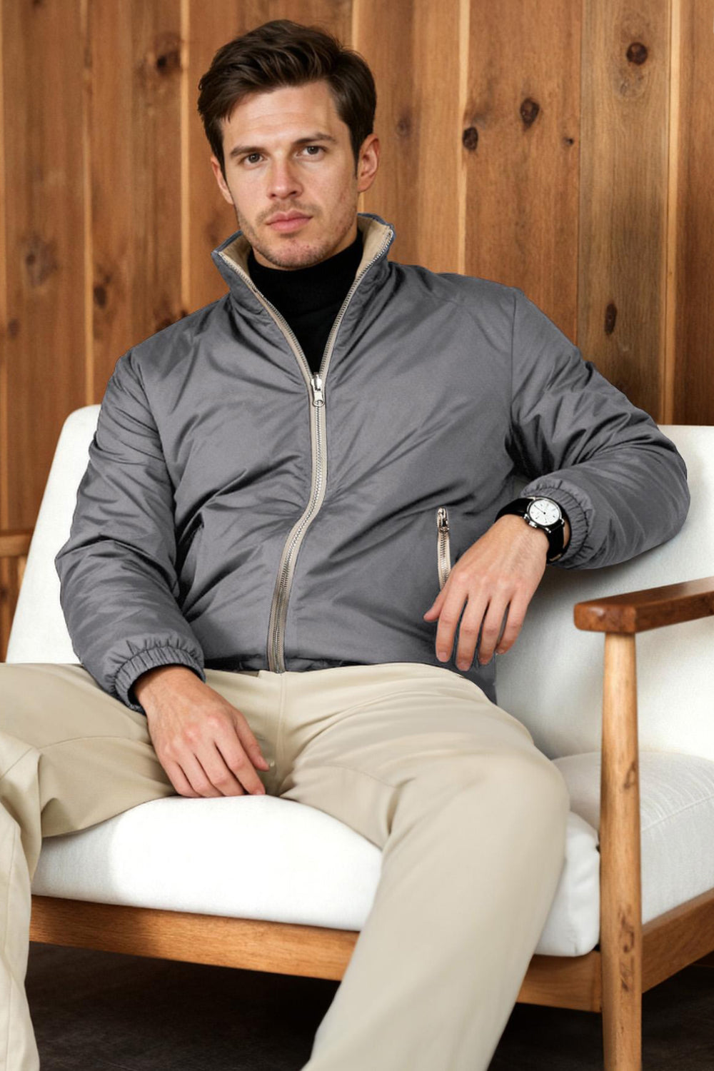 Men's Reversible Coat- Grey