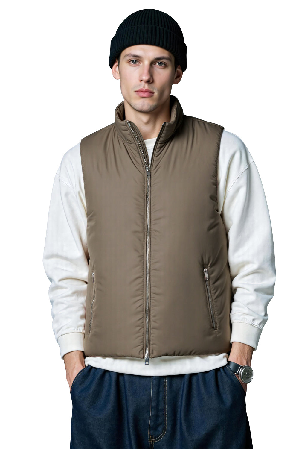 Men's Quilted Vest - Brown