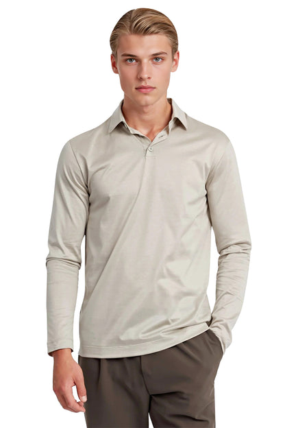 Men's Mercerized Cotton Polo Shirt - Sandstone Beige