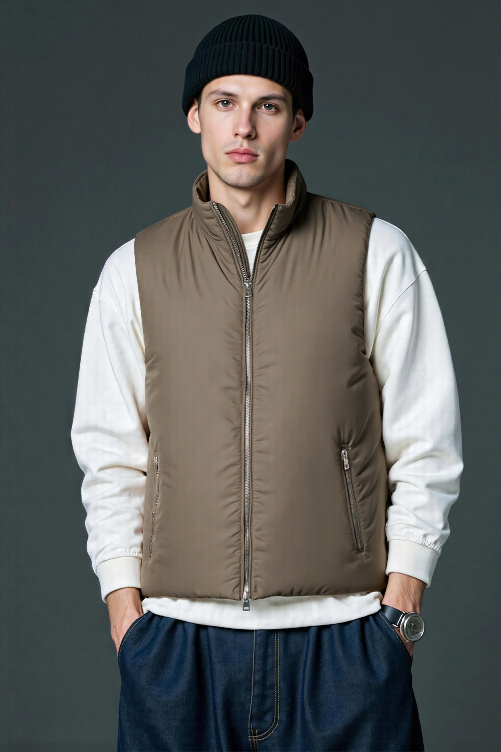 Men's Quilted Vest - Brown