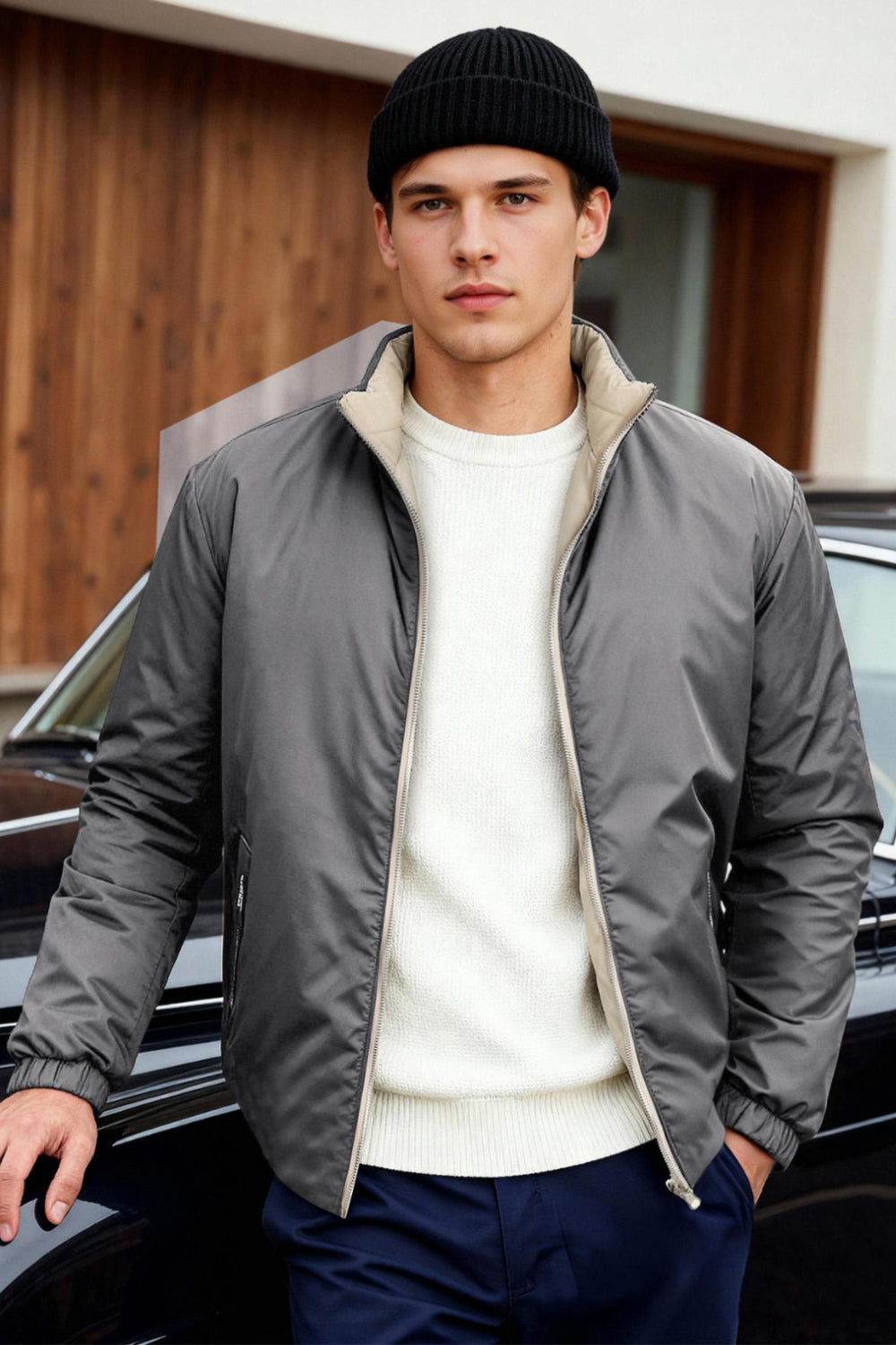 Men's Reversible Coat- Grey