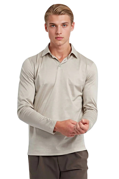 Men's Mercerized Cotton Polo Shirt - Sandstone Beige