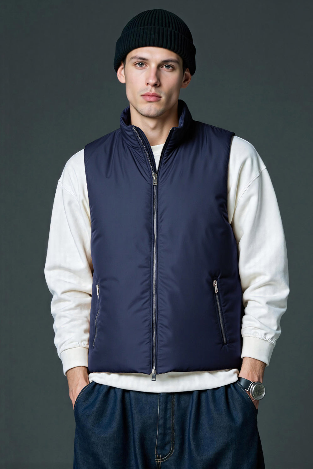 Men's Quilted Vest - Dark Blue