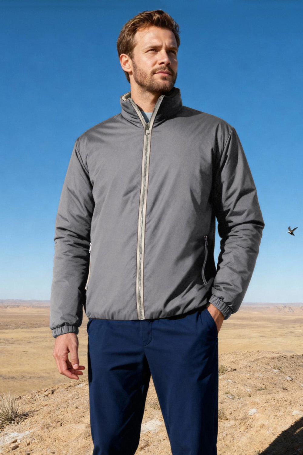 Men's Reversible Coat- Grey