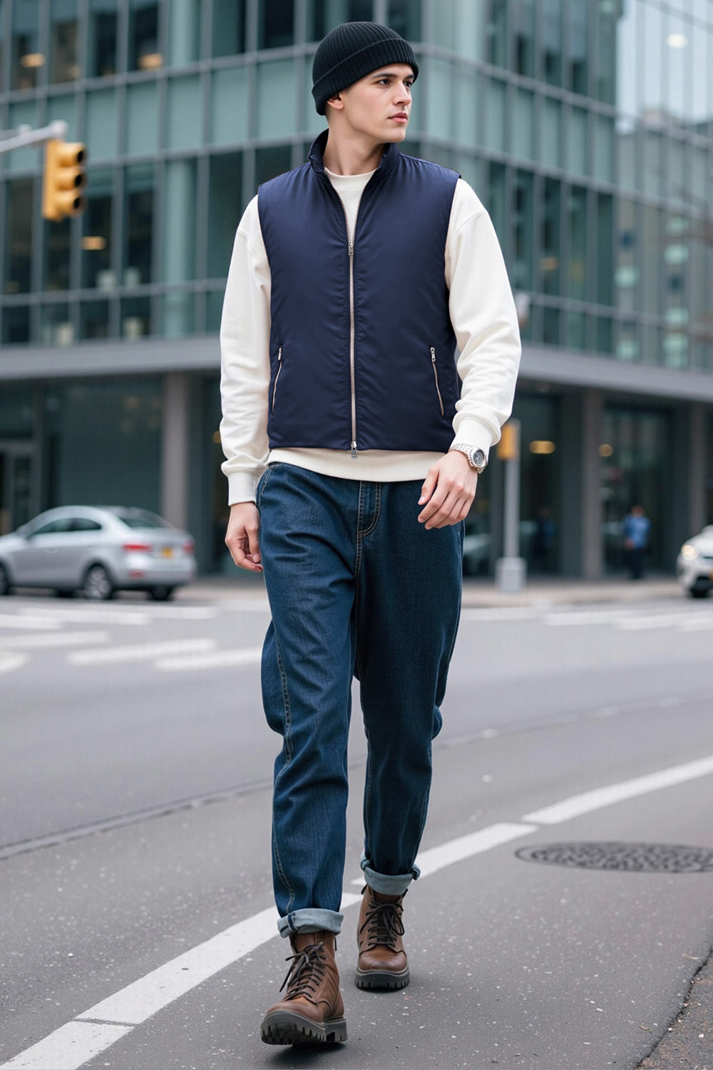 Men's Quilted Vest - Dark Blue
