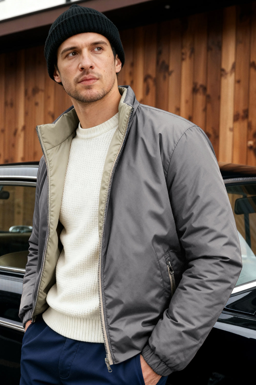 Men's Reversible Coat- Grey