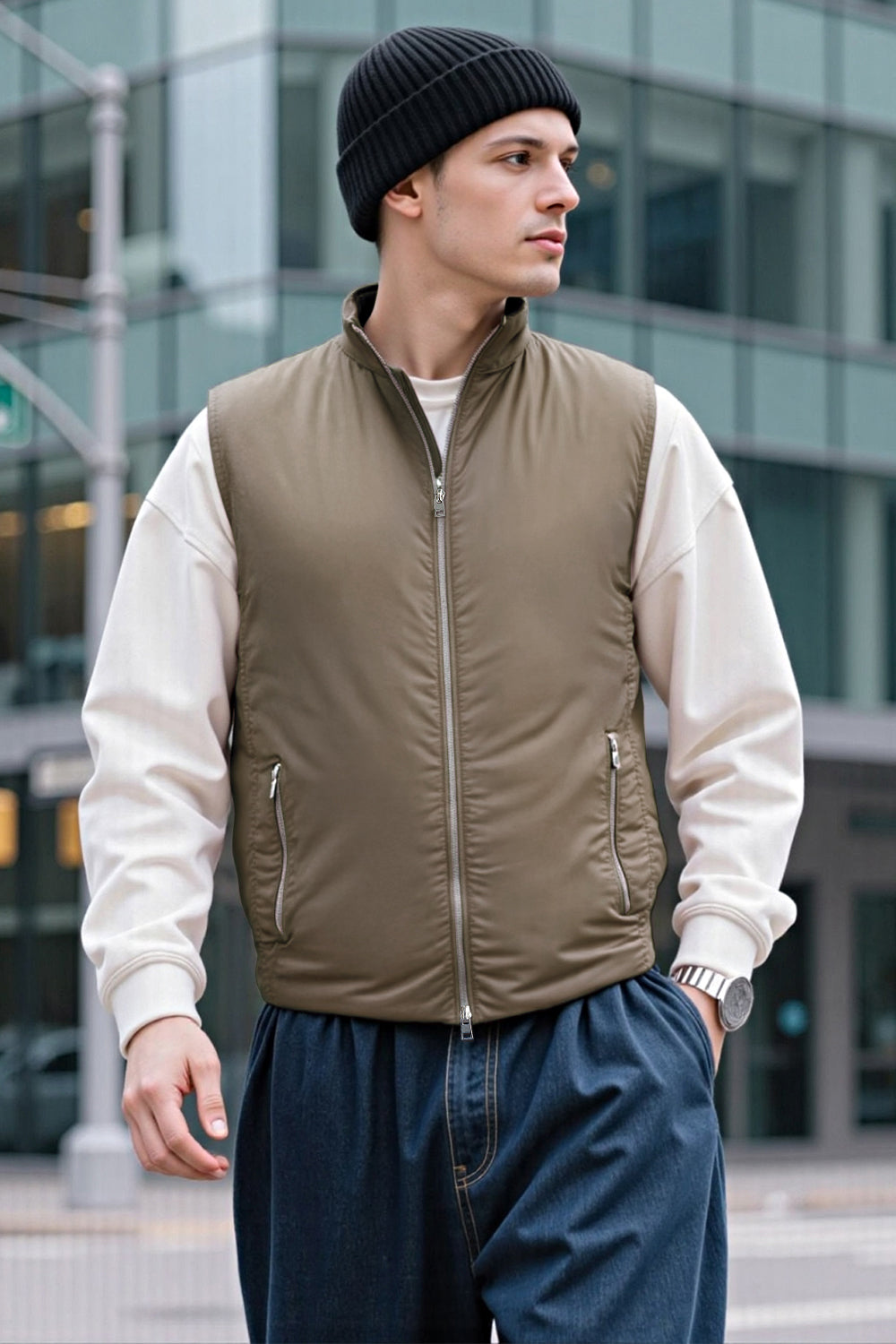 Men's Quilted Vest - Brown