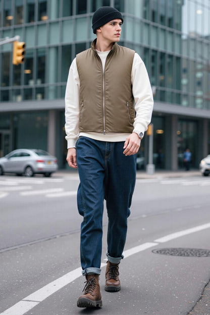 Men's Quilted Vest - Brown