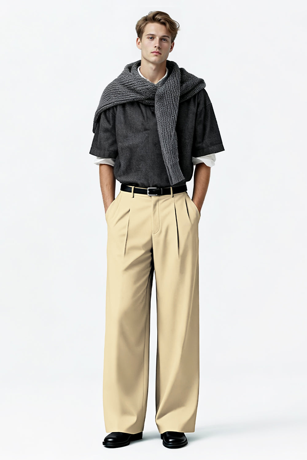 Pantalón de corte relajado para hombre - Caqui