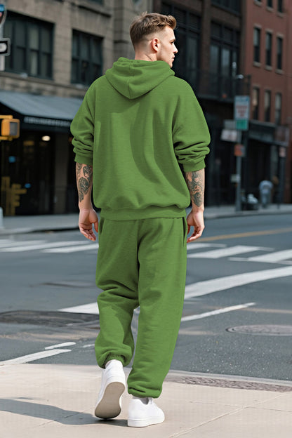 Men Pulloverl Hoodie Set - Green