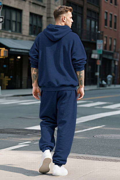 Men Pulloverl Hoodie Set - Blue