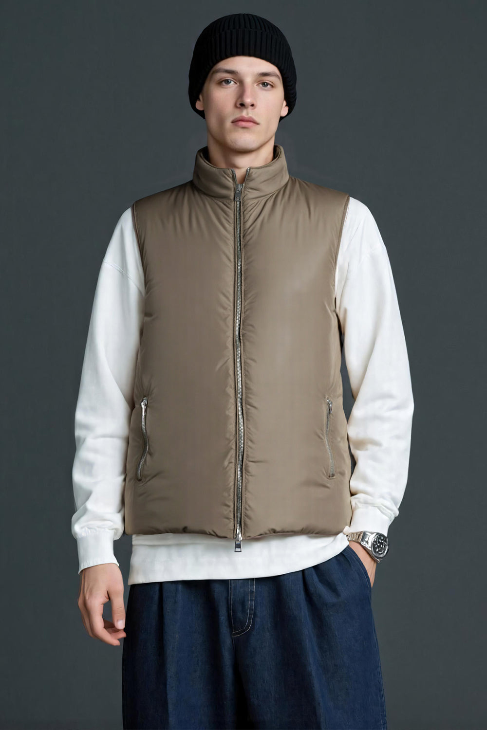 Men's Quilted Vest - Brown