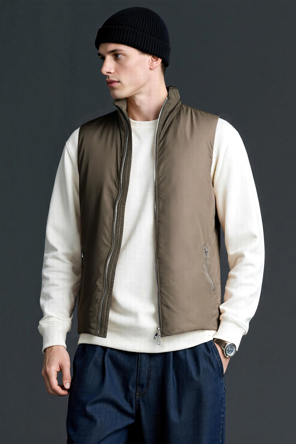 Men's Quilted Vest - Brown