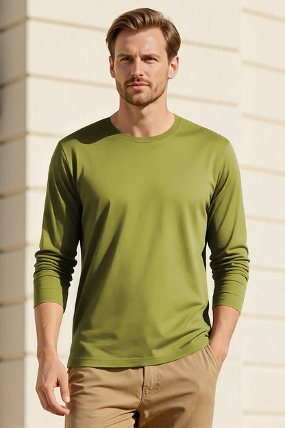 Men's Mercerized Cotton Long Sleeves T-Shirt - Green