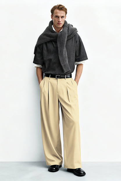 Pantalón de corte relajado para hombre - Caqui