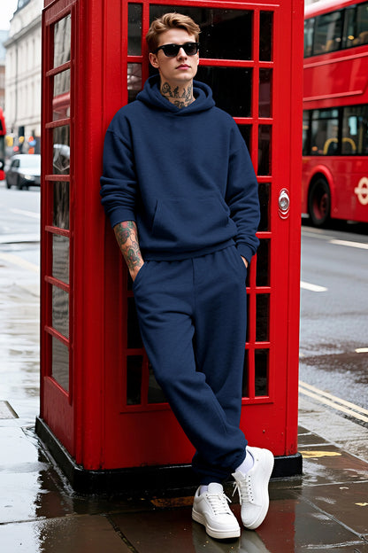 Men Pulloverl Hoodie Set - Blue