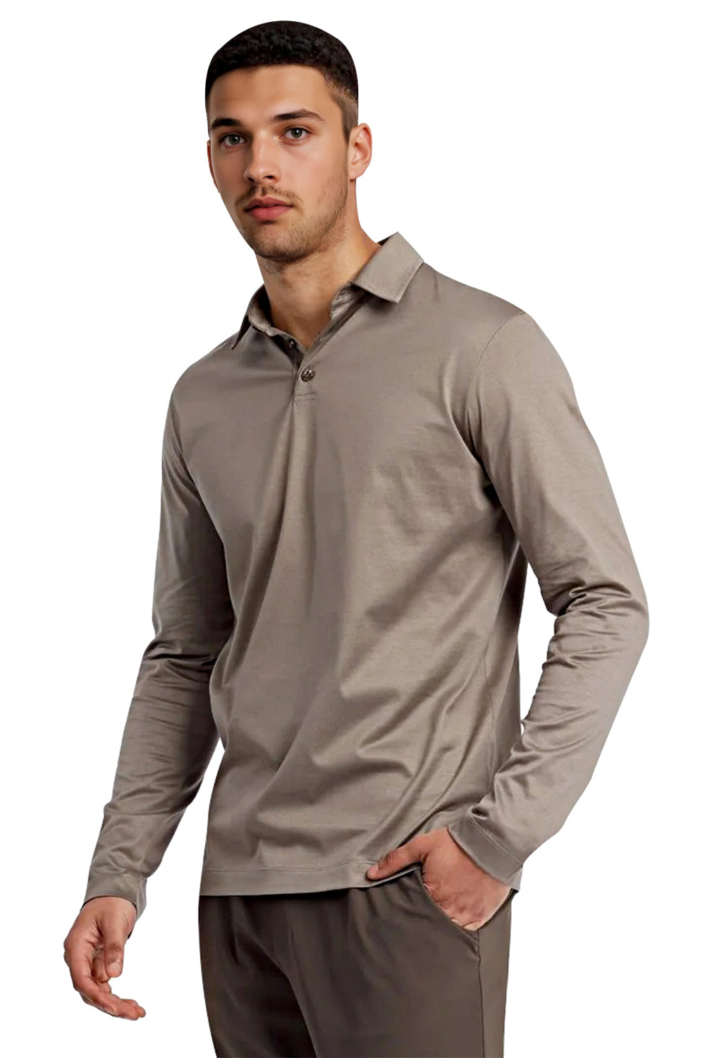 Men's Mercerized Cotton Polo Shirt - Desert Taupe