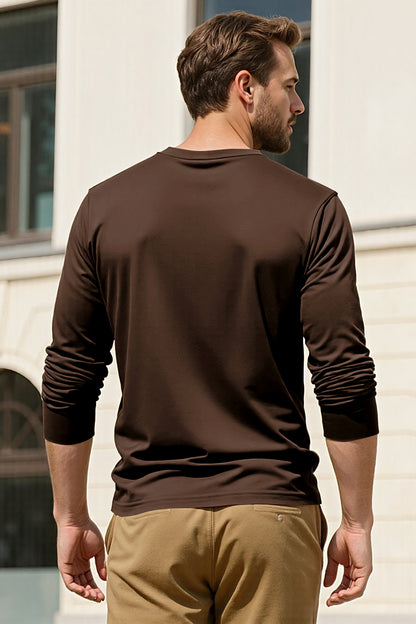 Men's Mercerized Cotton Long Sleeves T-Shirt - Brown