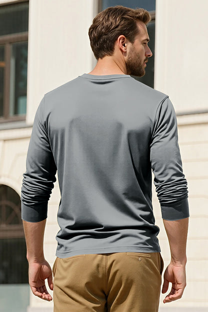Men's Mercerized Cotton Long Sleeves T-Shirt - Grey