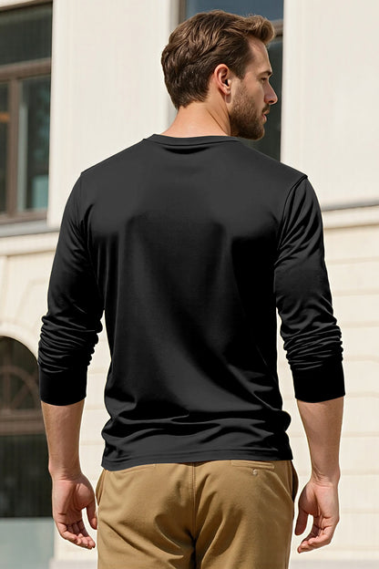 Men's Mercerized Cotton Long Sleeves T-Shirt - Black