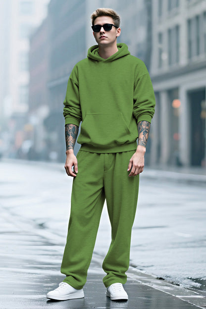 Men Pulloverl Hoodie Set - Green