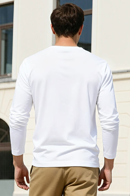 Men's Mercerized Cotton Long Sleeves T-Shirt - White