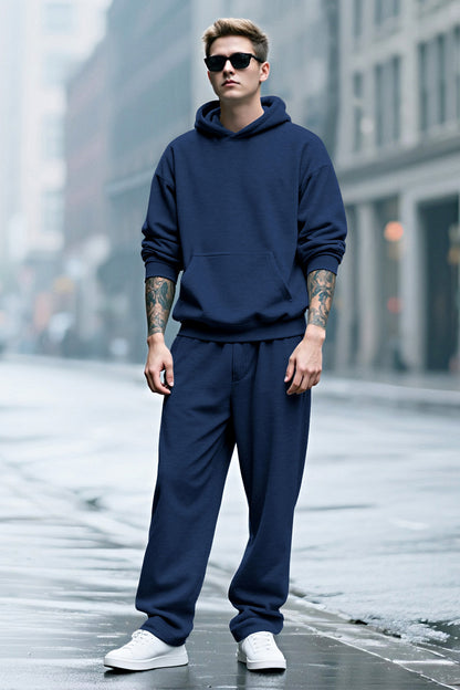 Men Pulloverl Hoodie Set - Blue
