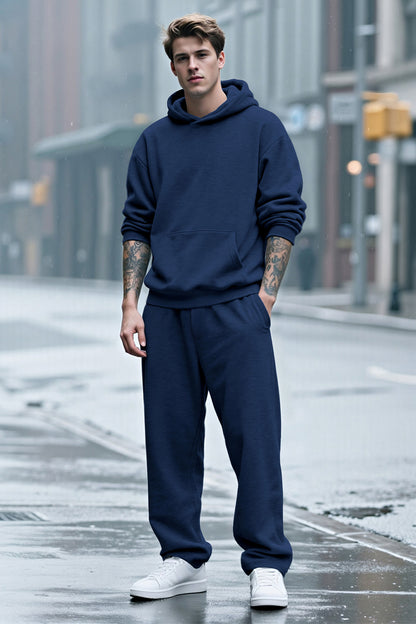 Men Pulloverl Hoodie Set - Blue
