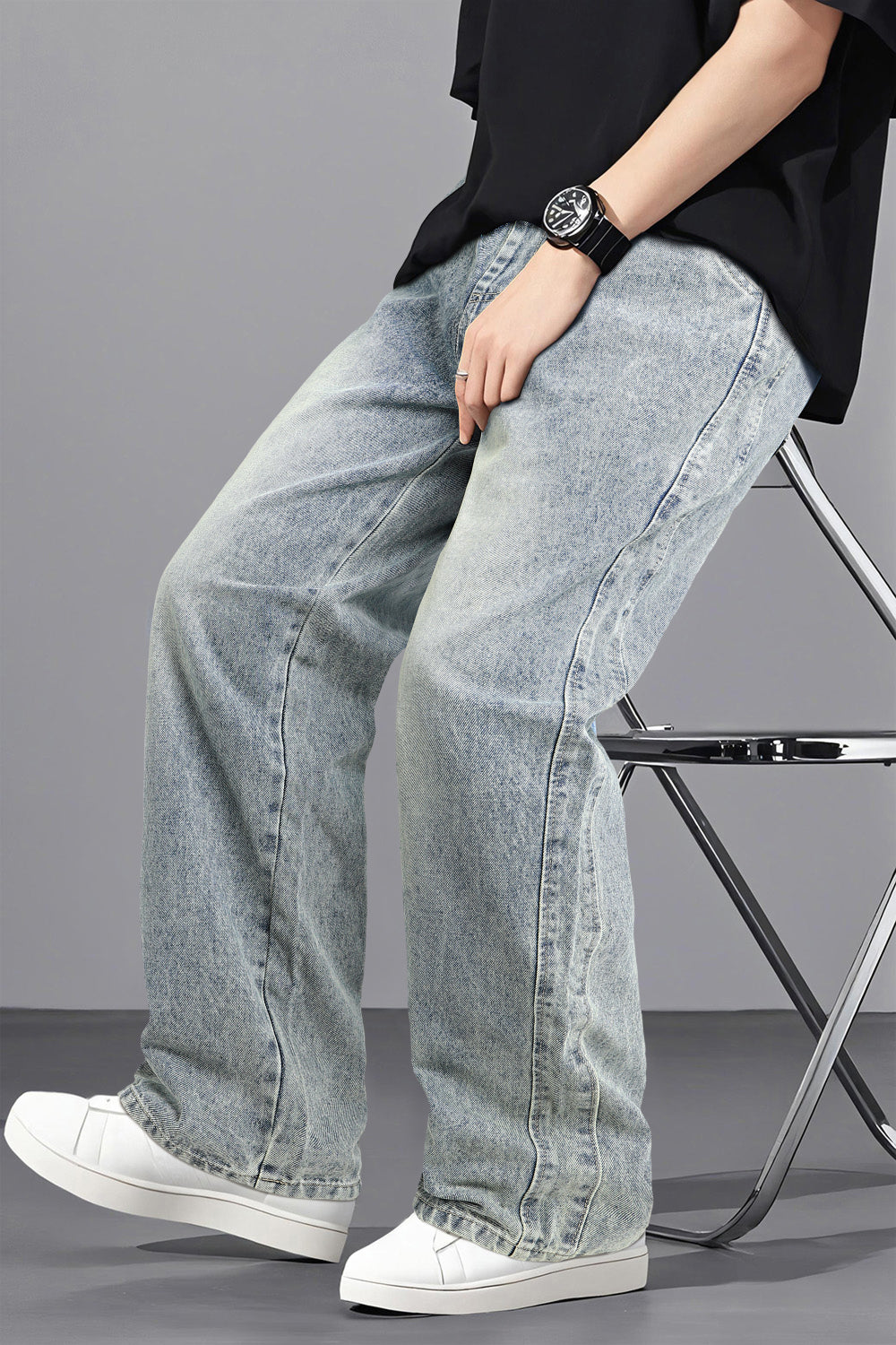 Men's Baggy Jean - Grey Blue