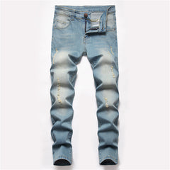 Straight ripped stretch jeans