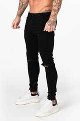 Gingtto Black Ripped Jeans On Knee