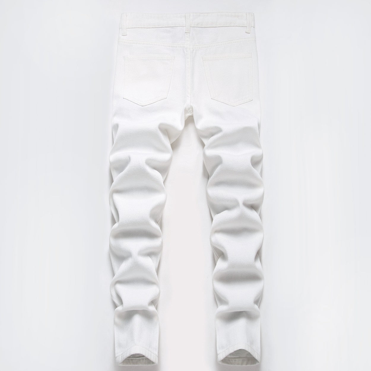 Ripped patchwork men's white jeans