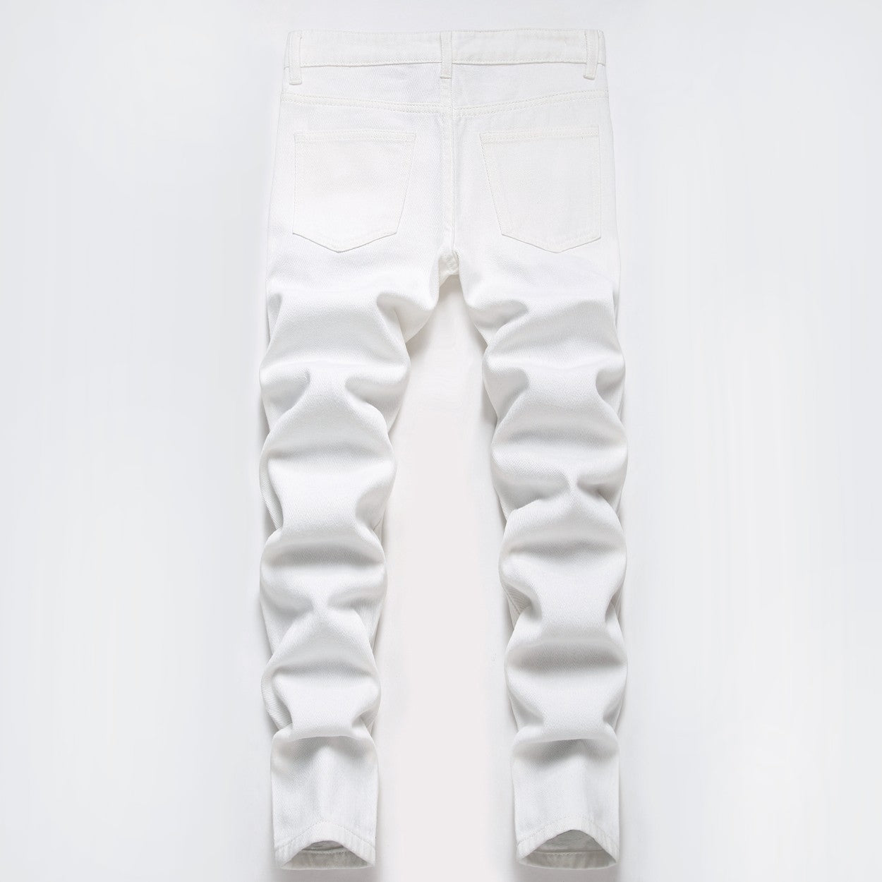 Ripped patchwork men's white jeans – GINGTTO