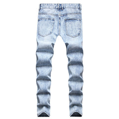 Men's ripped blue casual jeans