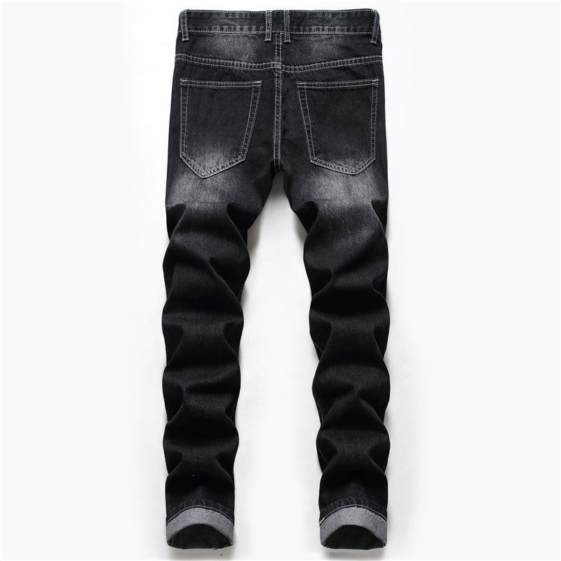 Men's ripped stretch jeans black