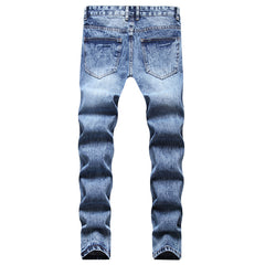 Men's straight ripped pants blue