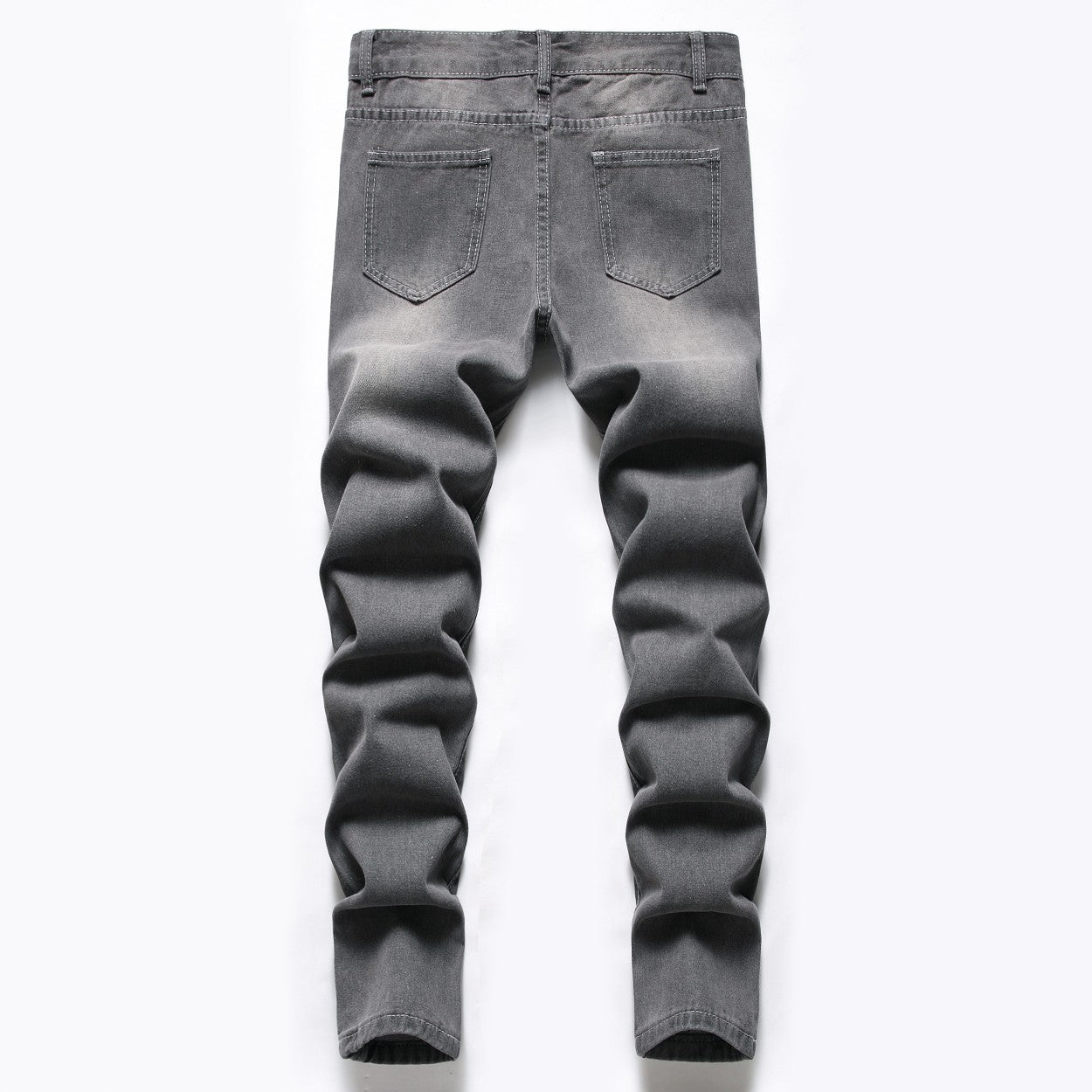 Men's gray patch ripped jeans