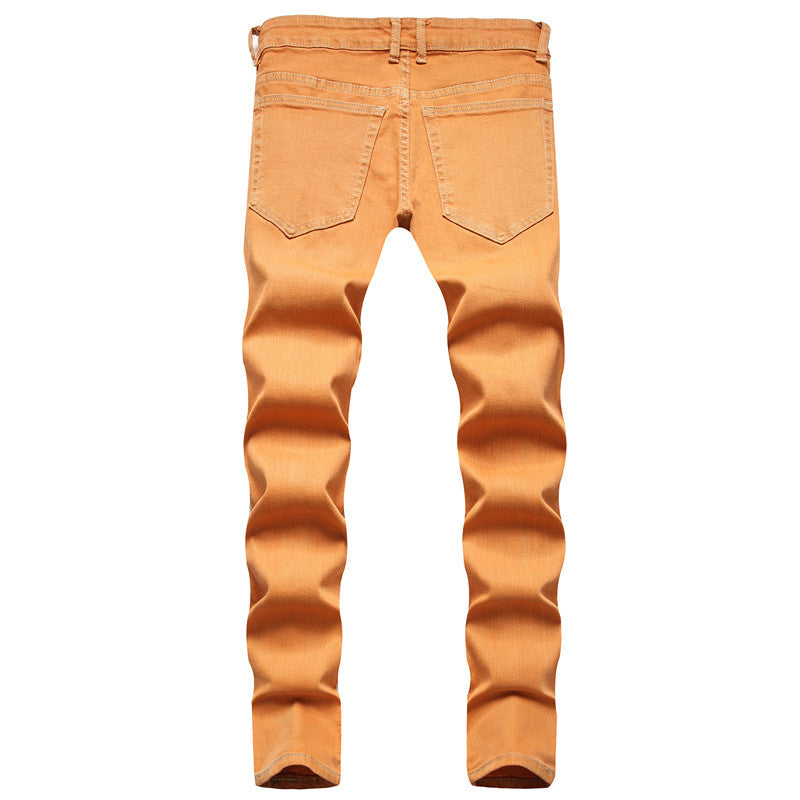 Orange bleached ripped jeans