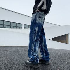 Men's trendy wide-leg jeans