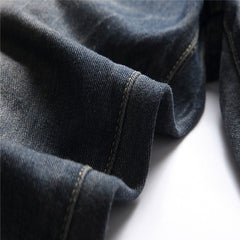Men's ripped straight leg jeans blue