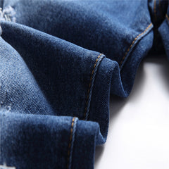 Stretch straight ripped jeans blue